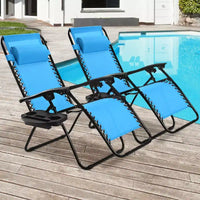 Costway Chaise zéro gravité 2 pièces, fauteuils inclinables réglables en Textilene