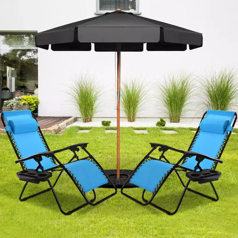 Costway Chaise zéro gravité 2 pièces, fauteuils inclinables réglables en Textilene