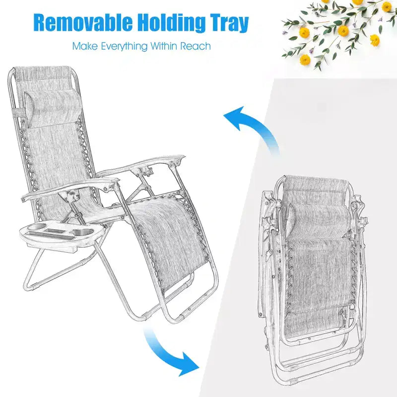 Costway Chaise zéro gravité 2 pièces, fauteuils inclinables réglables en Textilene