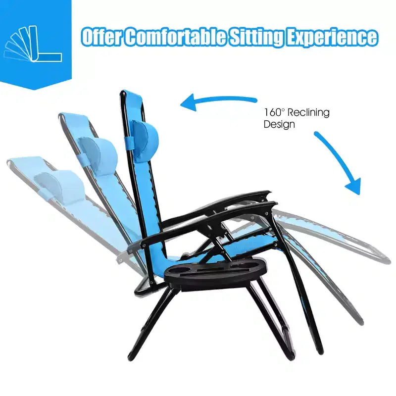 Costway Chaise zéro gravité 2 pièces, fauteuils inclinables réglables en Textilene