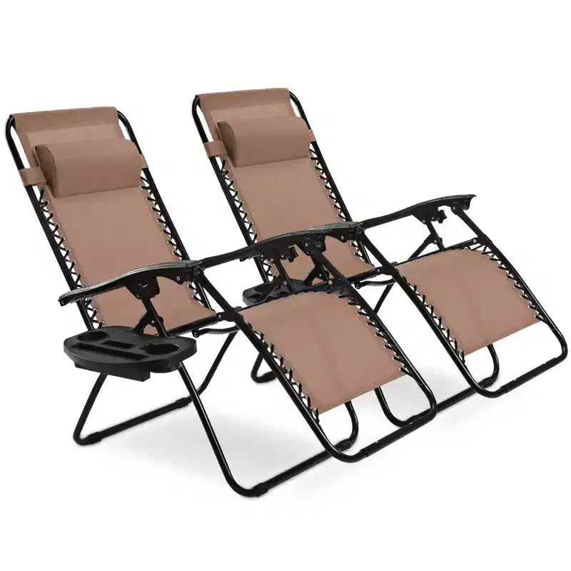 Costway Chaise zéro gravité 2 pièces, fauteuils inclinables réglables en Textilene
