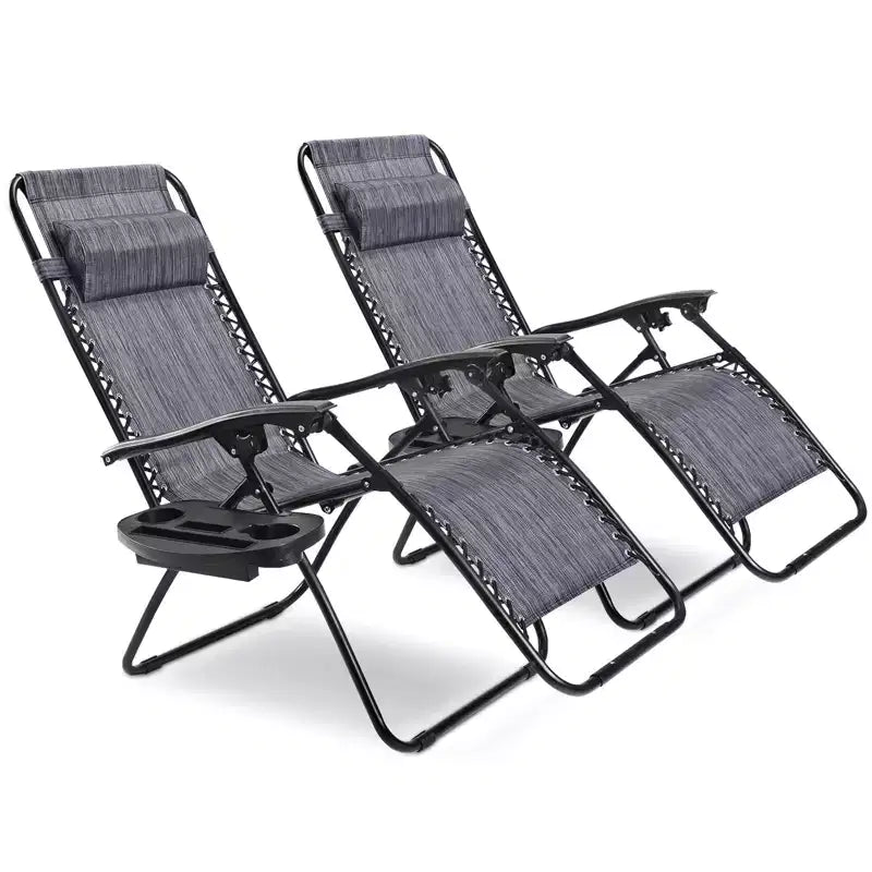 Costway Chaise zéro gravité 2 pièces, fauteuils inclinables réglables en Textilene