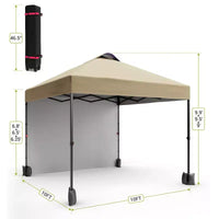 Tonnelle escamotable 3x3M avec protection solaire UPF 50+, paroi latérale amovible, toit ventilé, sac à roulettes, piquets pour patio extérieur, camping