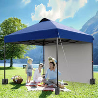 Tonnelle escamotable 3x3M avec protection solaire UPF 50+, paroi latérale amovible, toit ventilé, sac à roulettes, piquets pour patio extérieur, camping