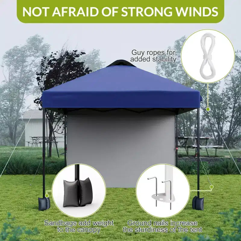 Tonnelle escamotable 3x3M avec protection solaire UPF 50+, paroi latérale amovible, toit ventilé, sac à roulettes, piquets pour patio extérieur, camping
