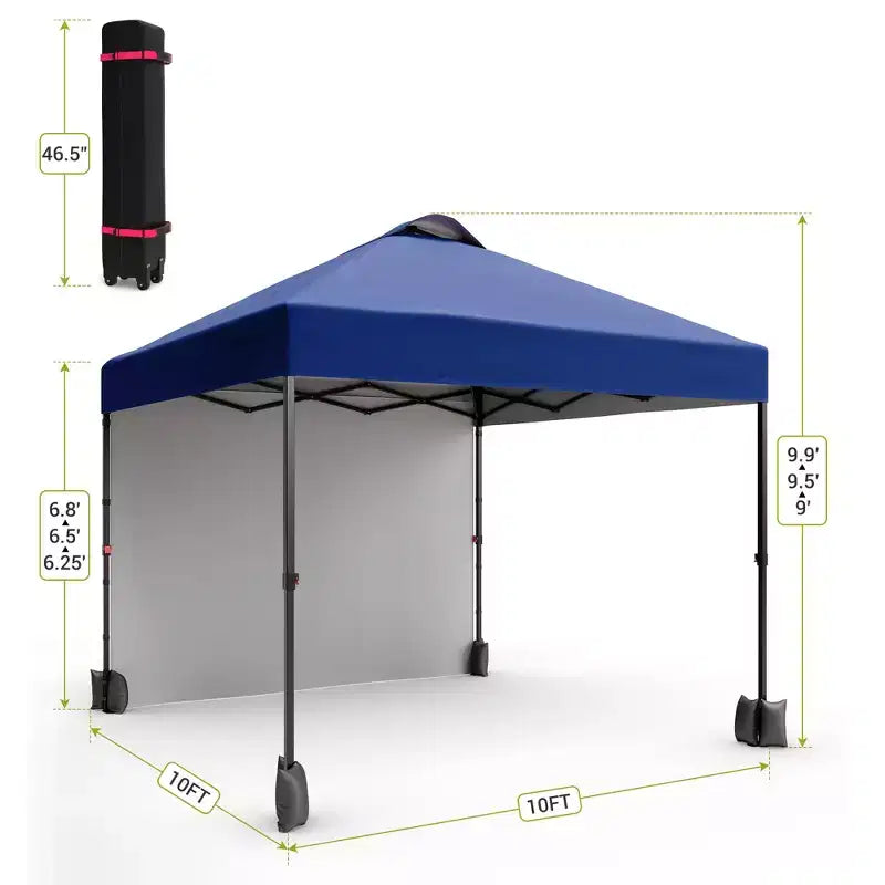 Tonnelle escamotable 3x3M avec protection solaire UPF 50+, paroi latérale amovible, toit ventilé, sac à roulettes, piquets pour patio extérieur, camping