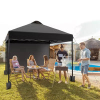 Tonnelle escamotable 3x3M avec protection solaire UPF 50+, paroi latérale amovible, toit ventilé, sac à roulettes, piquets pour patio extérieur, camping