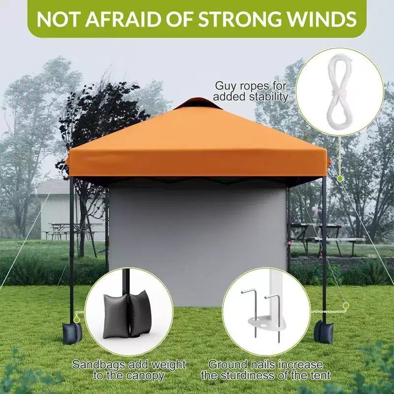 Tonnelle escamotable 3x3M avec protection solaire UPF 50+, paroi latérale amovible, toit ventilé, sac à roulettes, piquets pour patio extérieur, camping