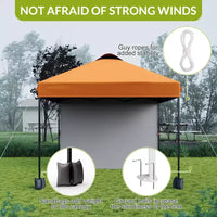 Tonnelle escamotable 3x3M avec protection solaire UPF 50+, paroi latérale amovible, toit ventilé, sac à roulettes, piquets pour patio extérieur, camping