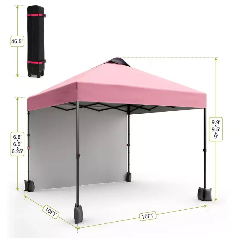 Tonnelle escamotable 3x3M avec protection solaire UPF 50+, paroi latérale amovible, toit ventilé, sac à roulettes, piquets pour patio extérieur, camping