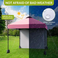 Tonnelle escamotable 3x3M avec protection solaire UPF 50+, paroi latérale amovible, toit ventilé, sac à roulettes, piquets pour patio extérieur, camping