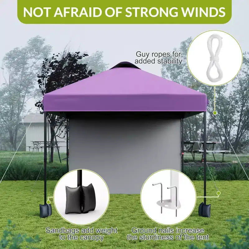 Tonnelle escamotable 3x3M avec protection solaire UPF 50+, paroi latérale amovible, toit ventilé, sac à roulettes, piquets pour patio extérieur, camping
