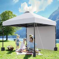 Tonnelle escamotable 3x3M avec protection solaire UPF 50+, paroi latérale amovible, toit ventilé, sac à roulettes, piquets pour patio extérieur, camping
