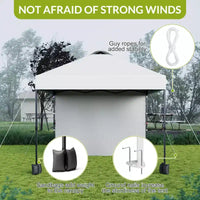 Tonnelle escamotable 3x3M avec protection solaire UPF 50+, paroi latérale amovible, toit ventilé, sac à roulettes, piquets pour patio extérieur, camping