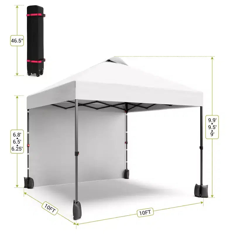 Tonnelle escamotable 3x3M avec protection solaire UPF 50+, paroi latérale amovible, toit ventilé, sac à roulettes, piquets pour patio extérieur, camping