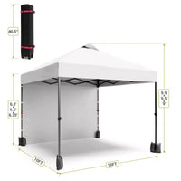 Tonnelle escamotable 3x3M avec protection solaire UPF 50+, paroi latérale amovible, toit ventilé, sac à roulettes, piquets pour patio extérieur, camping