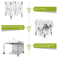 Tonnelle escamotable 3x3M avec protection solaire UPF 50+, paroi latérale amovible, toit ventilé, sac à roulettes, piquets pour patio extérieur, camping