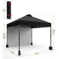 Tonnelle escamotable 3x3M avec protection solaire UPF 50+, paroi latérale amovible, toit ventilé, sac à roulettes, piquets pour patio extérieur, camping