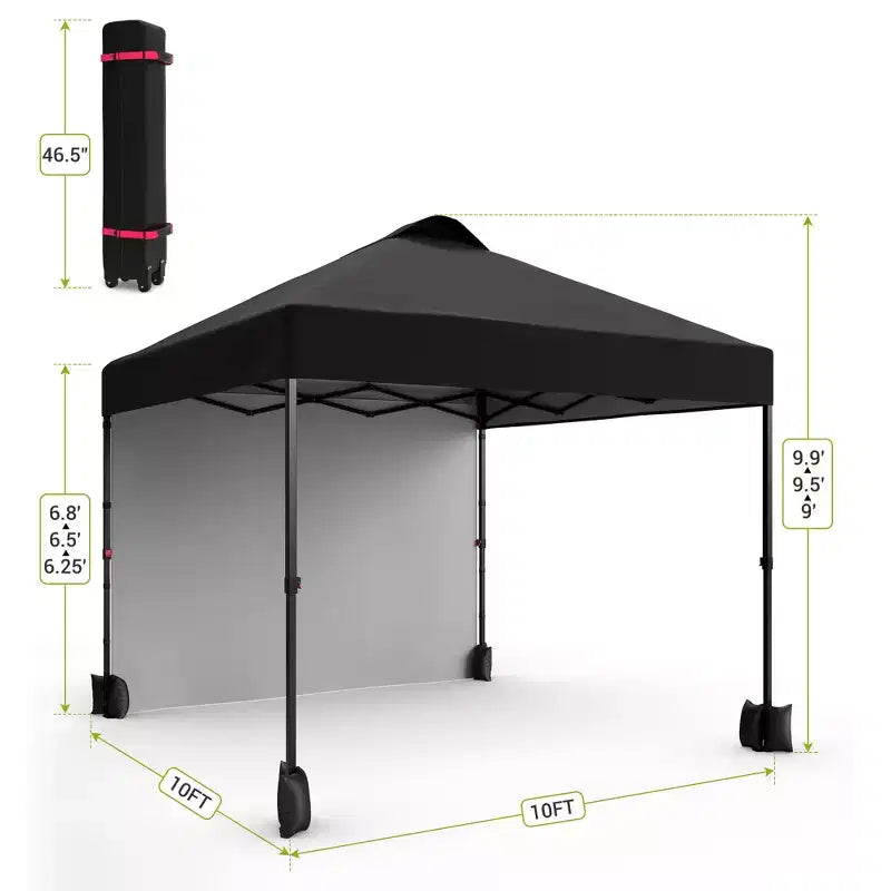 Tonnelle escamotable 3x3M avec protection solaire UPF 50+, paroi latérale amovible, toit ventilé, sac à roulettes, piquets pour patio extérieur, camping