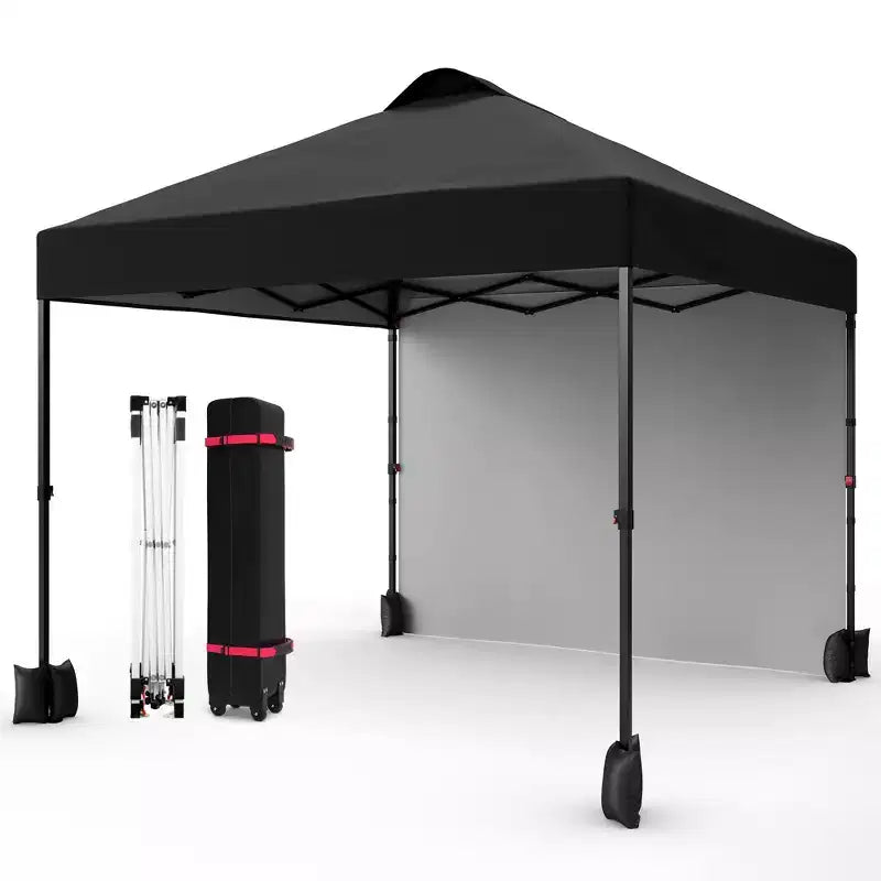 10x10FT Pop Up Canopy Tent with UPF 50+ Sun Protection, Removable Sidewall, Vented Roof, Roller Bag, Stakes for Outdoor Patio, Camping
