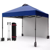 Tonnelle escamotable 3x3M avec protection solaire UPF 50+, paroi latérale amovible, toit ventilé, sac à roulettes, piquets pour patio extérieur, camping