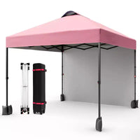 Tonnelle escamotable 3x3M avec protection solaire UPF 50+, paroi latérale amovible, toit ventilé, sac à roulettes, piquets pour patio extérieur, camping
