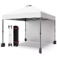 Tonnelle escamotable 3x3M avec protection solaire UPF 50+, paroi latérale amovible, toit ventilé, sac à roulettes, piquets pour patio extérieur, camping