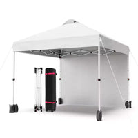 Tonnelle escamotable 3x3M avec protection solaire UPF 50+, paroi latérale amovible, toit ventilé, sac à roulettes, piquets pour patio extérieur, camping