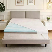 Surmatelas en mousse à mémoire de forme à gel rafraîchissant Dyonery taille Full, 3 po, extra-ferme avec housse en soie glacée et bambou pour soulagement des douleurs dorsales