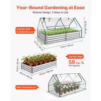 VEVOR Carré potager surélevé avec couverture, 6 x 3 x 1 pi, kit de jardinière rectangulaire métallique galvanisée d'extérieur, avec couverture de serre PE et gants, argent