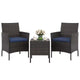 3-Piece Outdoor Patio [Bistro/Bar] Set  PE Rattan Wicker, Tempered Glass Table, Cushioned Chairs  for Garden, Porch, Poolside