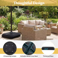 Base de parasol déporté Costway avec roulettes, pied en croix métallique pour jardin et piscine