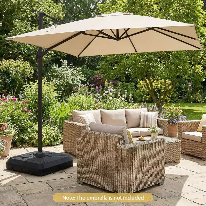 Base de parasol déporté Costway avec roulettes, pied en croix métallique pour jardin et piscine