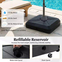 Base de parasol déporté Costway avec roulettes, pied en croix métallique pour jardin et piscine