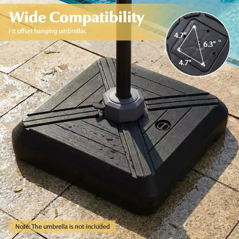 Base de parasol déporté Costway avec roulettes, pied en croix métallique pour jardin et piscine
