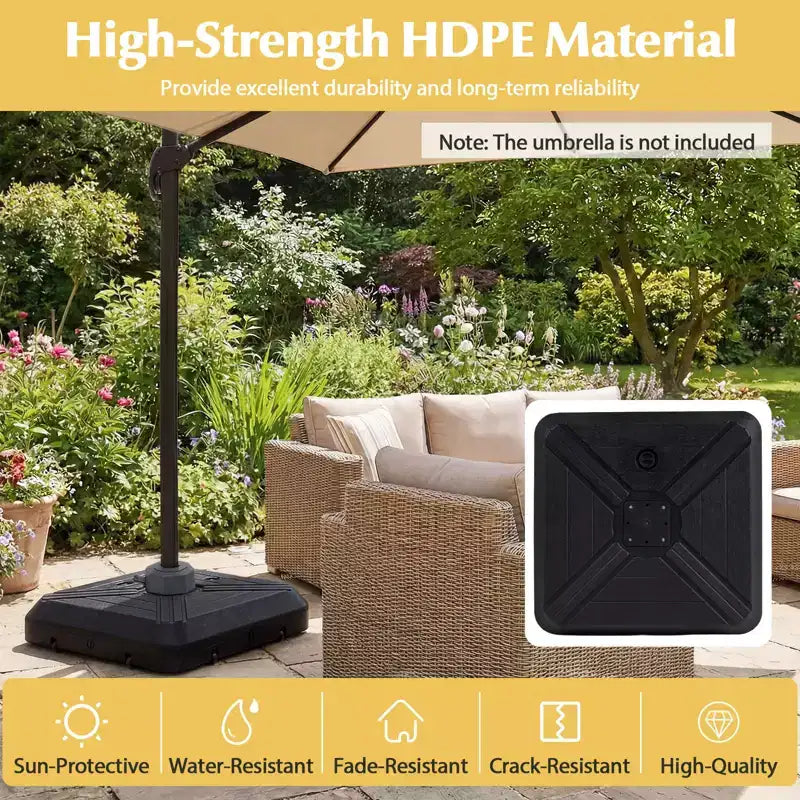 Base de parasol déporté Costway avec roulettes, pied en croix métallique pour jardin et piscine