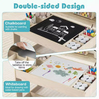 Ensemble table et 2 chaises multifonctionnel pour enfants Costway avec plateau double face amovible, gris + blanc/naturel + blanc