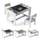 Costway Multifunctional Kids Table & 2 Chairs Set with Removable Double-sized Tabletop Gray + White/Natural + White