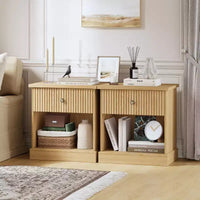 Table de chevet cannelée moderne du milieu du siècle avec tiroir, table de chevet peu encombrante avec rangement, idéale pour chambre ou salon