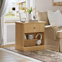Table de chevet cannelée moderne du milieu du siècle avec tiroir, table de chevet peu encombrante avec rangement, idéale pour chambre ou salon