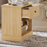 Table de chevet cannelée moderne du milieu du siècle avec tiroir, table de chevet peu encombrante avec rangement, idéale pour chambre ou salon