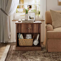 Table de chevet cannelée moderne du milieu du siècle avec tiroir, table de chevet peu encombrante avec rangement, idéale pour chambre ou salon