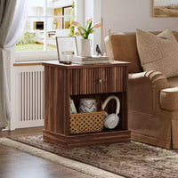 Table de chevet cannelée moderne du milieu du siècle avec tiroir, table de chevet peu encombrante avec rangement, idéale pour chambre ou salon