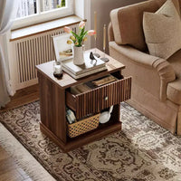 Table de chevet cannelée moderne du milieu du siècle avec tiroir, table de chevet peu encombrante avec rangement, idéale pour chambre ou salon