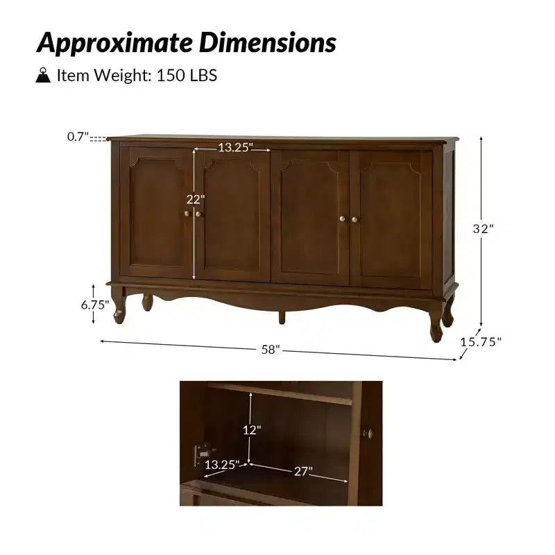 Buffet 4 portes large 58 po Janey|HULALA HOME-ACORN
