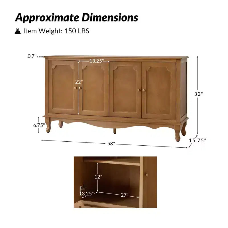 Buffet 4 portes large 58 po Janey|HULALA HOME-ACORN