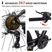 Vélo tout terrain NAYSAYE 26 pouces 21 vitesses pour adulte avec cadre en acier à haute teneur en carbone et double frein à disque mécanique, 67*26,5*38