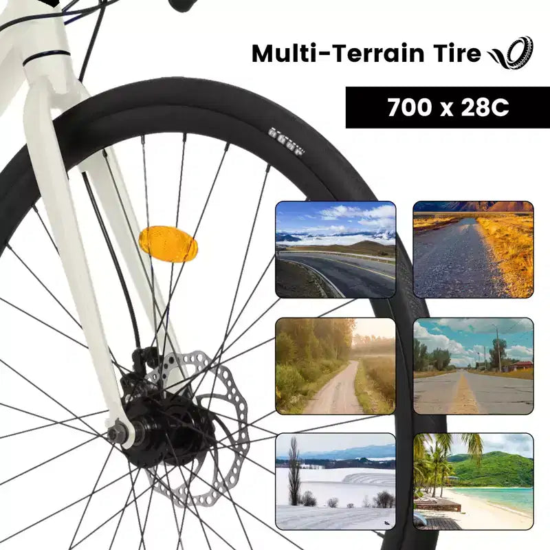 Vélo de route NAYSAYE 700C, 16 vitesses, cadre léger en aluminium avec double freins à disque pour hommes et femmes, 68*18*37.5