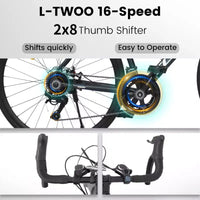 Vélo de route NAYSAYE 700C, 16 vitesses, cadre léger en aluminium avec double freins à disque pour hommes et femmes, 68*18*37.5