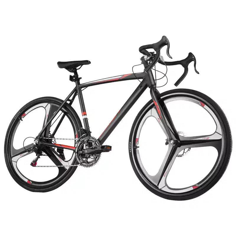 NAYSAYE Vélo de course sur route Cadre léger en alliage d'aluminium Frein à disque Performance aérodynamique Vélo de ville, Noir, 53.54*8.27*30.31